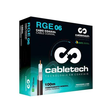 Menor preço em Cabo Coaxial Cabletech RGE-06 60% Preto 100METROS 802216000P0CB11