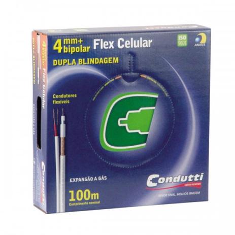 Cabo Coaxial Cftv - 4mm Bipolar Flex Celular Dupla Blindagem - 100m - Condutti Menor preço em Cabo Coaxial Cftv - 4mm Bipolar Flex Celular Dupla Blindagem - 100m - Condutti