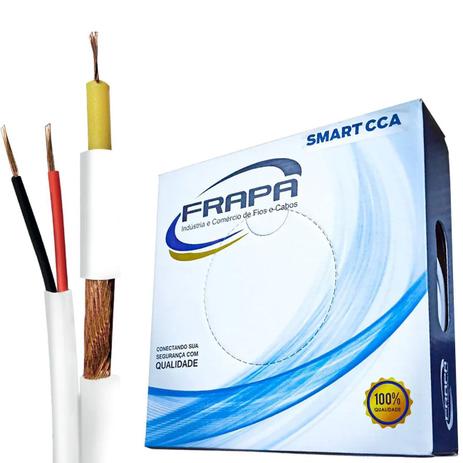 Cabo Coaxial Cftv Flexível 4mm Bipolar 2 Vias 80% Malha Rolo 100mts - Frapa Menor preço em Cabo Coaxial Cftv Flexível 4mm Bipolar 2 Vias 80% Malha Rolo 100mts - Frapa
