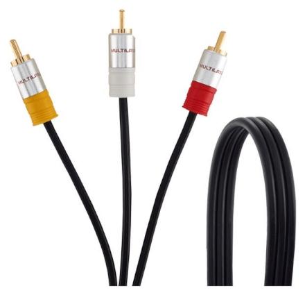 Cabo Composto AV Multilaser 1,8M - 3 RCAm x 3 RCAm - Áudio e Menor preço em Cabo Composto AV Multilaser 1,8M - 3 RCAm x 3 RCAm - Áudio e