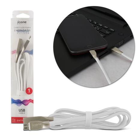 Cabo Dados Conector Micro USB Entrada V8 Branco1 Metro Ícone Mobile Silicone de Alta Qualidade é boa?