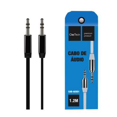 Cabo de audio auxiliar emborrachado 1.2 m premium click tech Menor preço em Cabo de audio auxiliar emborrachado 1.2 m premium click tech