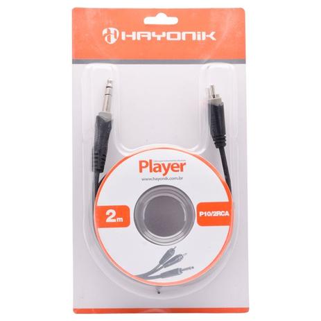 Cabo De Áudio P10 St X 2 Rca 2 Metros Preto Player Hayonik Menor preço em Cabo De Áudio P10 St X 2 Rca 2 Metros Preto Player Hayonik