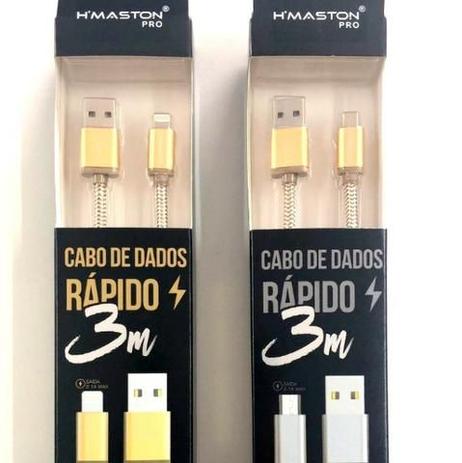 Cabo de dados USB Hmaston Micro 3.0A Metalizado - 3MT V8 Menor preço em Cabo de dados USB Hmaston Micro 3.0A Metalizado - 3MT V8
