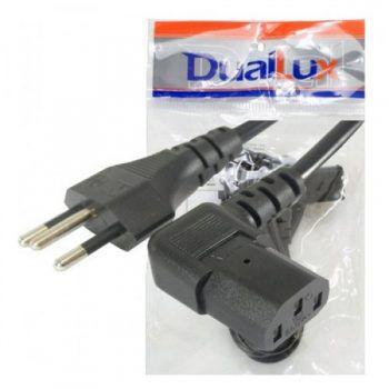 Cabo de Força 3x0,75mm 500V F 90 Graus 10A 3m - Duallux Menor preço em Cabo de Força 3x0,75mm 500V F 90 Graus 10A 3m - Duallux