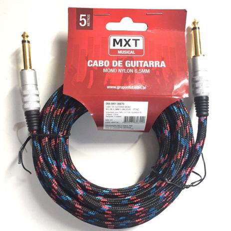 Cabo de Guitarra 5 metros Nylon 6.5mm P10xP10 Mono Gold MXT Menor preço em Cabo de Guitarra 5 metros Nylon 6.5mm P10xP10 Mono Gold MXT