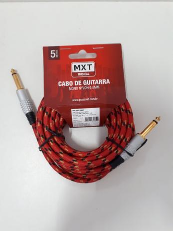 Cabo De Guitarra Mono 6,5mm Nylon Dour/verm 5mts - Mxt Menor preço em Cabo De Guitarra Mono 6,5mm Nylon Dour/verm 5mts - Mxt