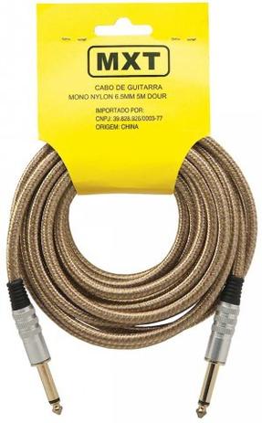 Cabo De Guitarra Mono Nylon 6,5mm Dourado Mxt P10 x P10 Menor preço em Cabo De Guitarra Mono Nylon 6,5mm Dourado Mxt P10 x P10