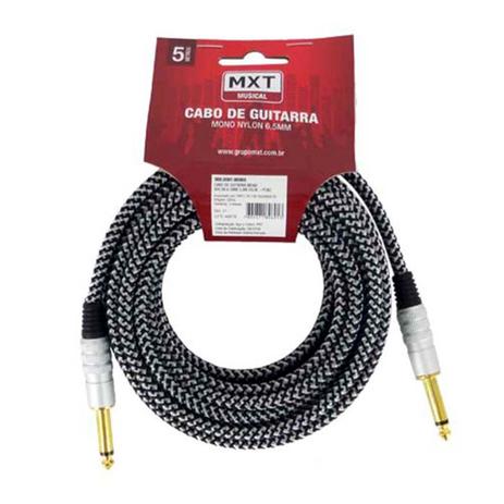 Cabo de Guitarra Mono Nylon - Preto/branco Mxt 8.1.069 Menor preço em Cabo de Guitarra Mono Nylon - Preto/branco Mxt 8.1.069