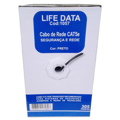 Cabo de Rede Lan Cat5E 305 Metros Preto Life Data - Deko Menor preço em Cabo de Rede Lan Cat5E 305 Metros Preto Life Data - Deko