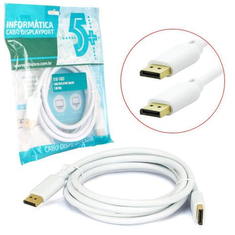 Cabo Displayport 2 Metros Macho para Macho Displayport 5+ Menor preço em Cabo Displayport 2 Metros Macho para Macho Displayport 5+