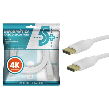 Cabo Displayport M/M 1.2 4k 2m Sem Trava - 5+ Menor preço em Cabo Displayport M/M 1.2 4k 2m Sem Trava - 5+