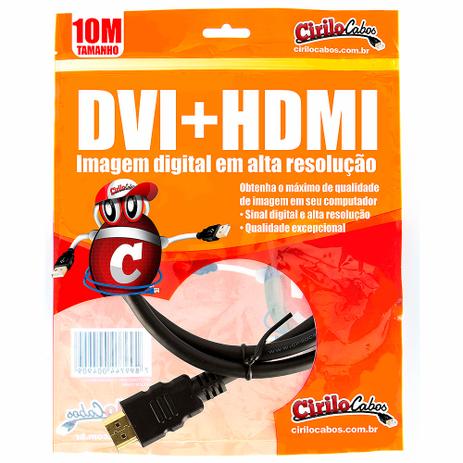 Cabo DVI para HDMI, 10 metros - Cirilo Cabos Menor preço em Cabo DVI para HDMI, 10 metros - Cirilo Cabos