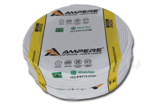 Cabo Elétrico Flexível 4,0mm - Cor Branco (25 metros) - Ampére do brasil Menor preço em Cabo Elétrico Flexível 4,0mm - Cor Branco (25 metros) - Ampére do brasil