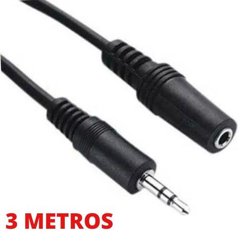 Cabo extensão de áudio P2 3,5mm 3 metros Estéreo extensor fone de ouvido  microfone headset - CJR - Cabos e Adaptadores - Magazine Luiza
