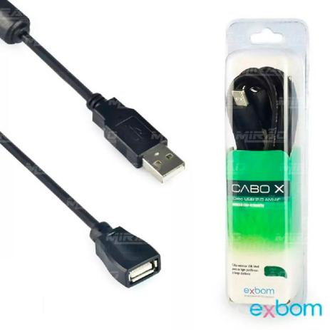 Cabo Extensor 10 Metros USB 2.0/AM+AF/OD4.8 com Filtro Blister - CBX-U2AMAF100 - Exbom Menor preço em Cabo Extensor 10 Metros USB 2.0/AM+AF/OD4.8 com Filtro Blister - CBX-U2AMAF100 - Exbom