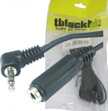 Cabo Extensor P2 Macho 90 Graus X P2 Fêmea Stereo 2 Metros - Tblack Menor preço em Cabo Extensor P2 Macho 90 Graus X P2 Fêmea Stereo 2 Metros - Tblack