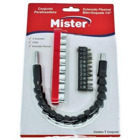 Cabo Extensor Prolongador Flexível Parafusadeira 1/4 + Bits - Mister Menor preço em Cabo Extensor Prolongador Flexível Parafusadeira 1/4 + Bits - Mister