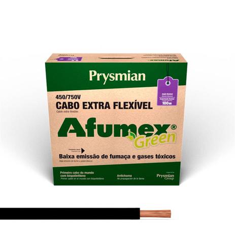 Cabo Fio Afumex Flexível 6mm Preto 750v 100 Metros - Prysmian Menor preço em Cabo Fio Afumex Flexível 6mm Preto 750v 100 Metros - Prysmian