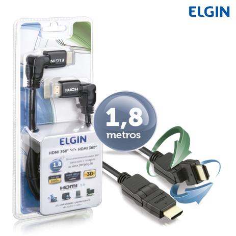 Cabo HDMI 1.4 1080P 4K X 2K Ethernet 1,8M 360 - Elgin Menor preço em Cabo HDMI 1.4 1080P 4K X 2K Ethernet 1,8M 360 - Elgin