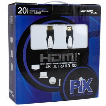 Cabo HDMI 1.4 - 4K Ultra HD - Blindado com Filtro - 20 metros - Pix Menor preço em Cabo HDMI 1.4 - 4K Ultra HD - Blindado com Filtro - 20 metros - Pix