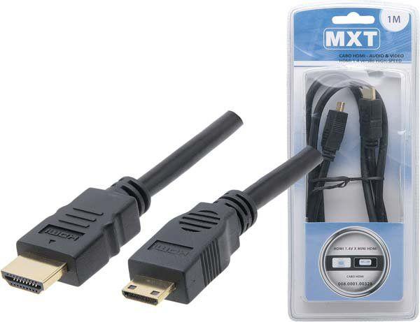 Cabo Hdmi 1.4V Para Mini Hdmi 30Awg Gold 1 Metro 8 1 328 - Mxt Menor preço em Cabo Hdmi 1.4V Para Mini Hdmi 30Awg Gold 1 Metro 8 1 328 - Mxt