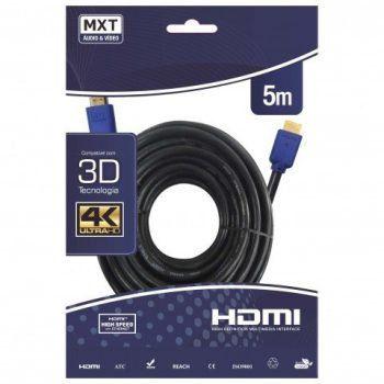 Cabo HDMI 1.4v Ultra Hd 4k 3d 30awg - 5 Metros - MXT Menor preço em Cabo HDMI 1.4v Ultra Hd 4k 3d 30awg - 5 Metros - MXT