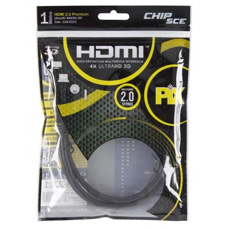 Cabo HDMI 2.0 1 Metro 4K UltraHD 19 Pinos com Filtro - Chip sce Menor preço em Cabo HDMI 2.0 1 Metro 4K UltraHD 19 Pinos com Filtro - Chip sce