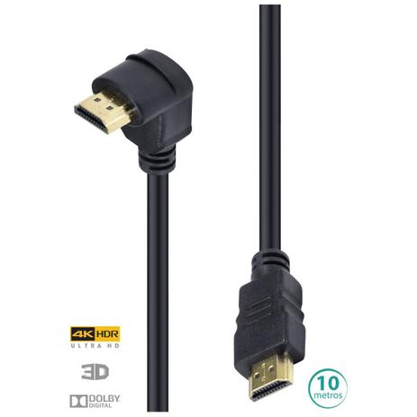 Cabo Hdmi 2.0 4k Ultra Hd 3d Conexão Ethernet Com 01 Conector 90º 10 Metros - H2090-10 - Vinik Menor preço em Cabo Hdmi 2.0 4k Ultra Hd 3d Conexão Ethernet Com 01 Conector 90º 10 Metros - H2090-10 - Vinik