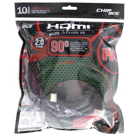 Cabo HDMI 2.0 90 4K Ultra HD 3D Chip Sce 19 pinos 10 metros Menor preço em Cabo HDMI 2.0 90 4K Ultra HD 3D Chip Sce 19 pinos 10 metros