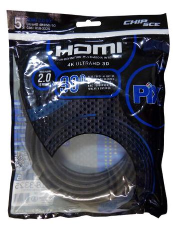 Cabo Hdmi 2.0 90 4k Ultra Hd 3d Chip Sce 5 Metros 018-3325 Menor preço em Cabo Hdmi 2.0 90 4k Ultra Hd 3d Chip Sce 5 Metros 018-3325