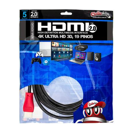 Cabo HDMI 2.0 Premium Ultra HD 4K@50/60 3D, Cirilo Cabos - 5 metros Menor preço em Cabo HDMI 2.0 Premium Ultra HD 4K@50/60 3D, Cirilo Cabos - 5 metros