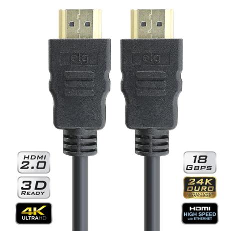 Cabo HDMI 2.0v 3D Ready 4K UltraHD 3M Ethernet HS2030 Preto - Elg Menor preço em Cabo HDMI 2.0v 3D Ready 4K UltraHD 3M Ethernet HS2030 Preto - Elg