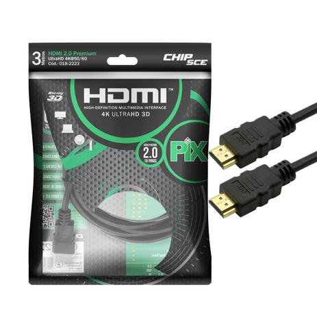 Cabo Hdmi 3 metros 2.0 19 Pinos Ethernet 4k Ultra Hd 3D - Pix é ruim? Cabo Hdmi 3 metros 2.0 19 Pinos Ethernet 4k Ultra Hd 3D - Pix é boa?