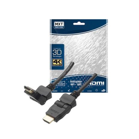 Cabo HDMI Articulado 2.0 4K Ultra HD 1,5 metro - Mxt Menor preço em Cabo HDMI Articulado 2.0 4K Ultra HD 1,5 metro - Mxt