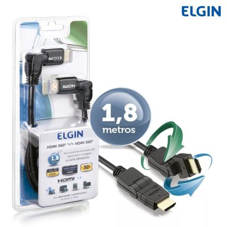 Cabo Hdmi Articulado 360 Graus 1.8metros Full Hd 1080p Elgin Menor preço em Cabo Hdmi Articulado 360 Graus 1.8metros Full Hd 1080p Elgin