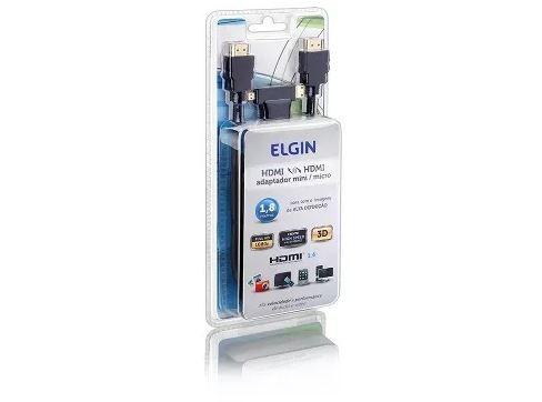 Cabo hdmi com adaptador para micro hdmi 1,8m elgin Menor preço em Cabo hdmi com adaptador para micro hdmi 1,8m elgin