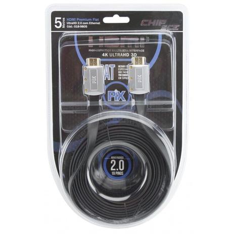 Cabo HDMI Flat Desmontável 2.0 4K UltraHD 19 Pinos 5 Metros - ChipSCE - 018-9805 - Chip sce é boa?