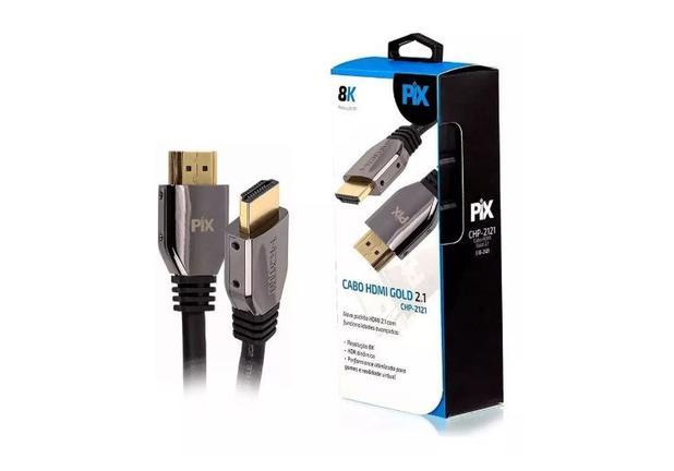 Cabo HDMI Gold 2.1-8K HD, Pix, HDMI 2.1 Menor preço em Cabo HDMI Gold 2.1-8K HD, Pix, HDMI 2.1