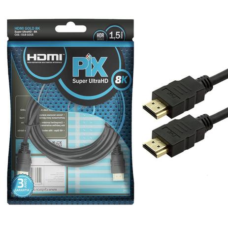 Cabo HDMI Gold 2.1 - 8K HDR 19P 1,5M + NFe - Pix Menor preço em Cabo HDMI Gold 2.1 - 8K HDR 19P 1,5M + NFe - Pix