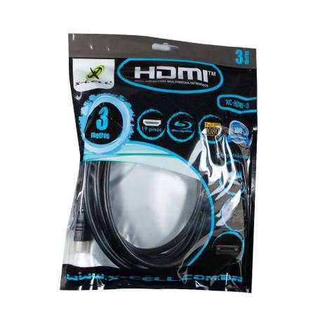 Cabo HDMI Macho x HDMI Macho 1.4V, 3 metros, com Filtro, XC-HDMI-3M , Preto, X-CELL Menor preço em Cabo HDMI Macho x HDMI Macho 1.4V, 3 metros, com Filtro, XC-HDMI-3M , Preto, X-CELL