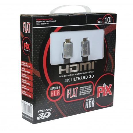 Cabo HDMI PIX 10 Metros 2.0 Flat Ultra HD 19 Pinos 4k 018-9810 Menor preço em Cabo HDMI PIX 10 Metros 2.0 Flat Ultra HD 19 Pinos 4k 018-9810