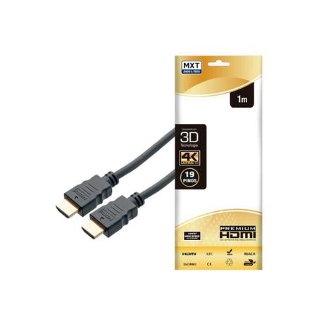 Cabo HDMI Premium 2.0 4K Ultra HD 1 Metro - Mxt Menor preço em Cabo HDMI Premium 2.0 4K Ultra HD 1 Metro - Mxt