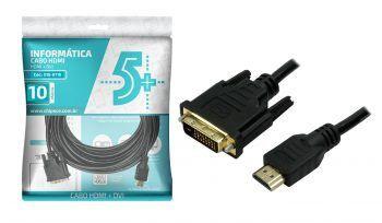 Cabo HDMI X DVI-D 24+1 4k 1080p 3D Plug Ouro 10 Metros - 5+ - Chipsce Menor preço em Cabo HDMI X DVI-D 24+1 4k 1080p 3D Plug Ouro 10 Metros - 5+ - Chipsce