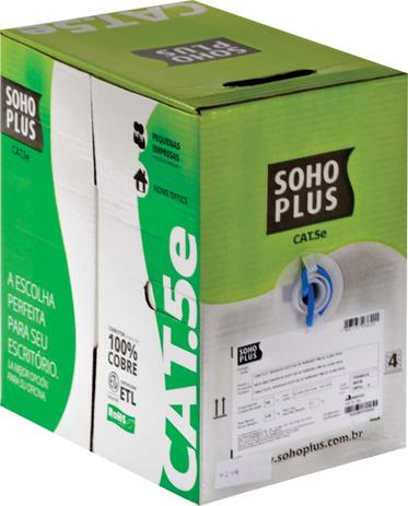 Cabo lan u/utp cat.5e - 24 awg - 4 pares - capa cmx - 305m azul claro - 350 Menor preço em Cabo lan u/utp cat.5e - 24 awg - 4 pares - capa cmx - 305m azul claro - 350