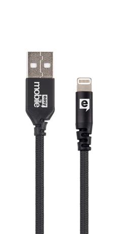 Cabo lightning com certificado Apple de 1,2m super resistente com Kevlar preto - Easy Mobile Menor preço em Cabo lightning com certificado Apple de 1,2m super resistente com Kevlar preto - Easy Mobile
