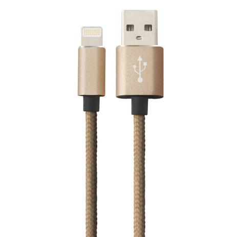Cabo lightning com certificado Apple de nylon trançado reforçado de 2m dourado - Easy Mobile Menor preço em Cabo lightning com certificado Apple de nylon trançado reforçado de 2m dourado - Easy Mobile