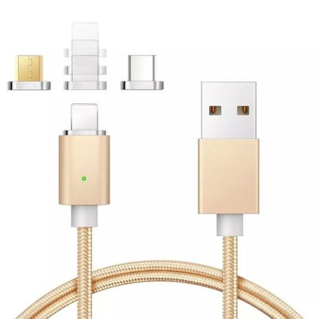 Cabo Magnético Carregador 3 Em 1 Micro Usb iPhone Type C 1m - Magnetic cable Menor preço em Cabo Magnético Carregador 3 Em 1 Micro Usb iPhone Type C 1m - Magnetic cable