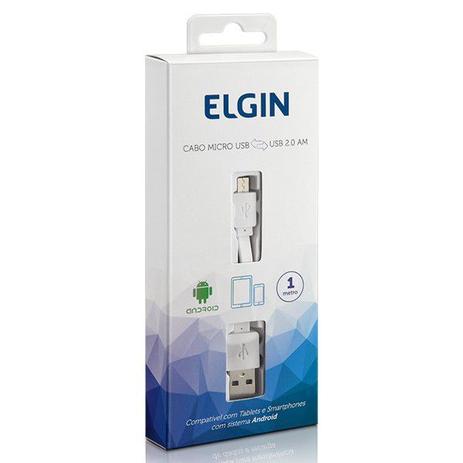 Cabo Micro USB 2.0 Elgin Branco p/ Android, 1 metro Menor preço em Cabo Micro USB 2.0 Elgin Branco p/ Android, 1 metro
