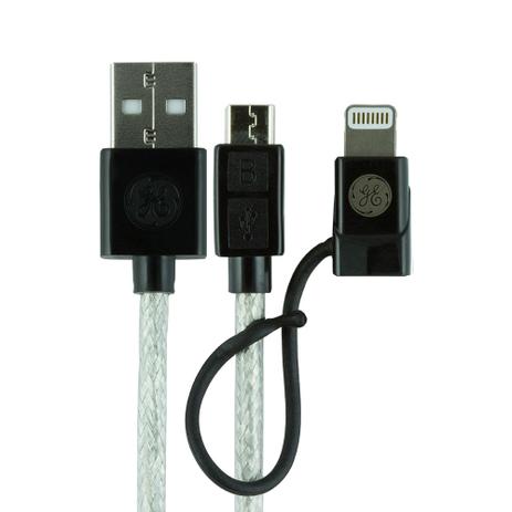 Cabo Micro USB General Electric Pro de 1,80m Ultra Resistente com Adaptador para Iphone Conector Lightning - GE Menor preço em Cabo Micro USB General Electric Pro de 1,80m Ultra Resistente com Adaptador para Iphone Conector Lightning - GE